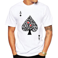 2020 Hot fashion Men t-shirt summer latest printed design Ace of spade t-shirt High quality white tops funny poker t-shirt