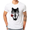 100% Cotton 3D Wolf Rose T Shirt Men Summer Funny Wolf Man's T-shirt Casual White Hip Hop Animals Shirt Plus Size 3XL